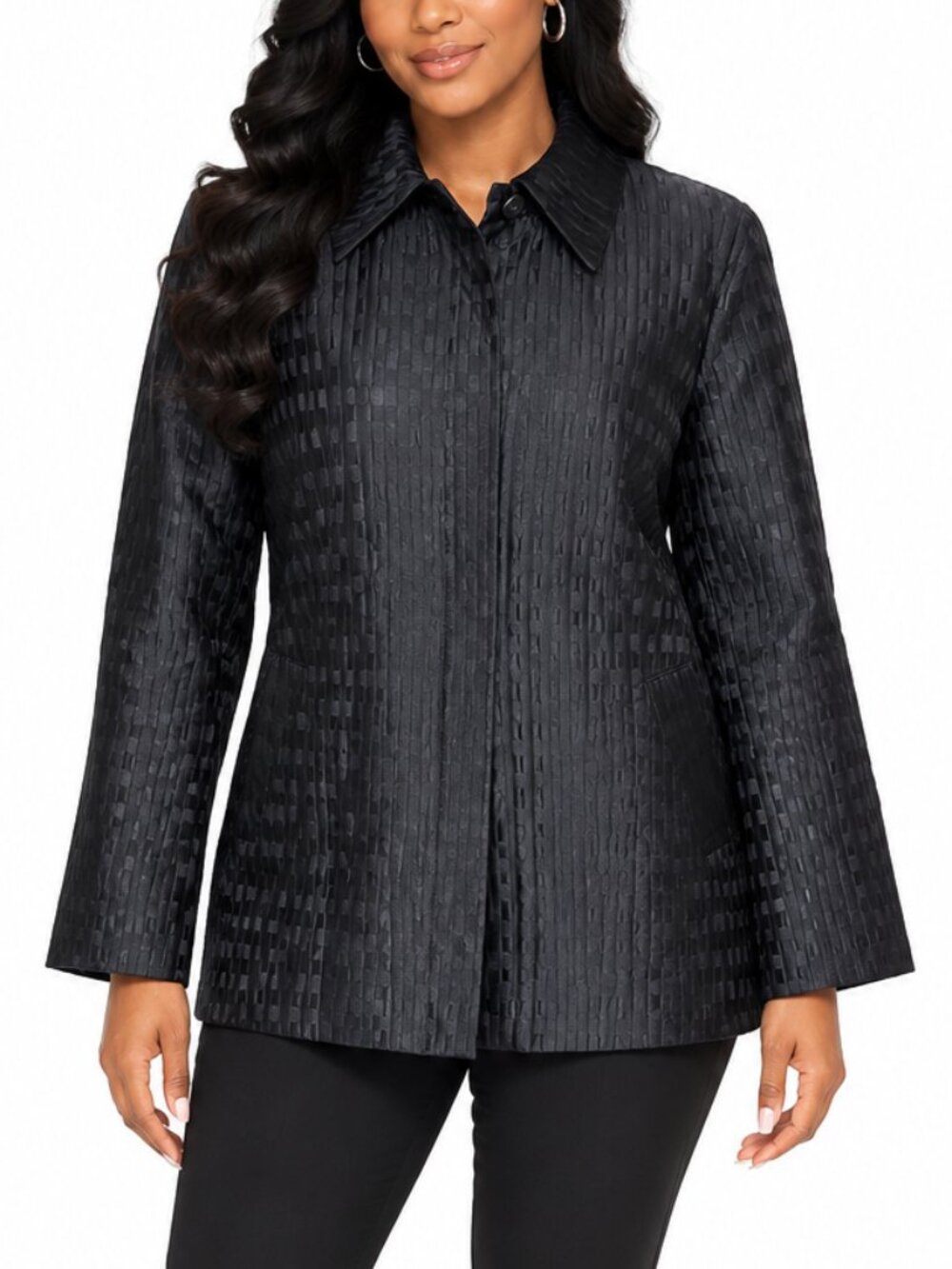 Simonton Says Black Jacquard Structured Coat Jacket XL Whimsigoth Dark Minimal